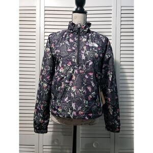 North Face Hydrenaline Jacket Women's XS Black Floral Print Pullover Windbreaker